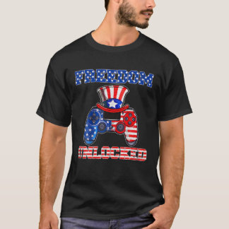 Freedom Unlocked Video Gamer おもしろい Of 7月Pat Tシャツ