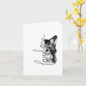 Freedom Wolf Minimal Line Art - カード (黄色い花)