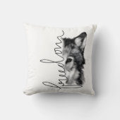 Freedom Wolf Minimal Line Art - クッション (正面)