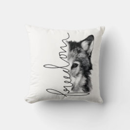 Freedom Wolf Minimal Line Art - クッション