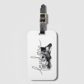 Freedom Wolf Minimal Line Art - ラゲッジタグ (正面縦)