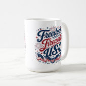 FreedomFireworksUSA–ヴィンテージ・愛国 7月4日 コーヒーマグカップ (正面右)