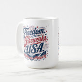 FreedomFireworksUSA–ヴィンテージ・愛国 7月4日 コーヒーマグカップ (正面左)