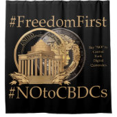 #FreedomFirst：自由財布 – 自由を受け入れる シャワーカーテン (正面)