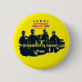 Freedom's defenders bright yellow 缶バッジ (正面)