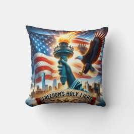 Freedom's Holy Light Pillow – 信仰，心地よい，アメリカ クッション