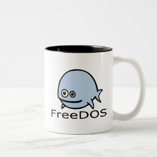 FreeDosの魚-名前の青 ツートーンマグカップ