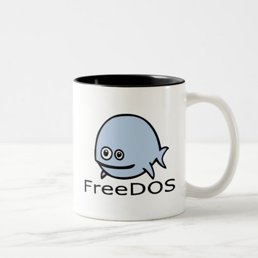 FreeDosの魚-名前の青 ツートーンマグカップ (右)