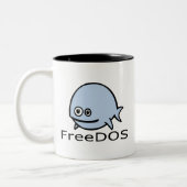 FreeDosの魚-名前の青 ツートーンマグカップ (左)
