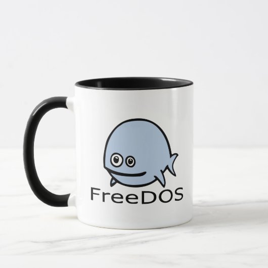 FreeDosの魚-名前の青 マグカップ (左)