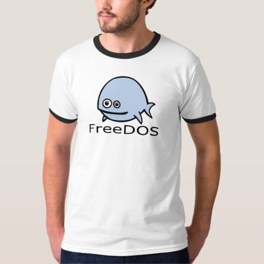 FreeDosの魚-名前の青 Tシャツ (正面)