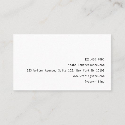 Freelance Writer Author Editor Copywriter Pen 名刺 (裏面)