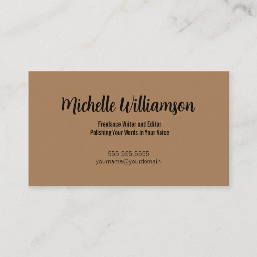 Freelance Writer Minimal Warm Brown 名刺 (正面)
