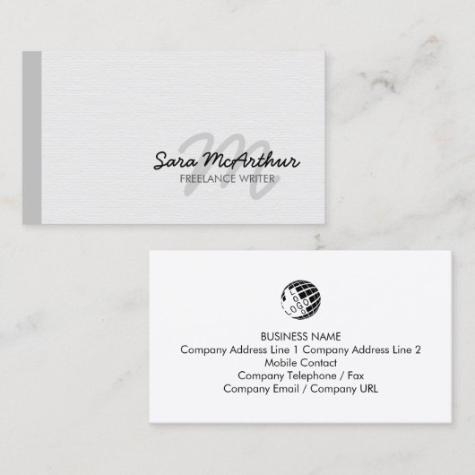 Freelance Writer Monogram Business Card 名刺 (正面/裏面)