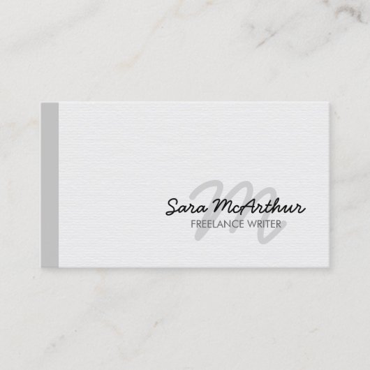 Freelance Writer Monogram Business Card 名刺 (正面)