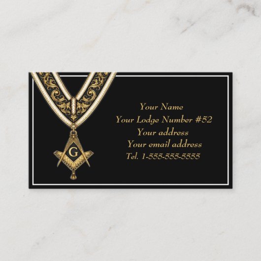 Freemason Freemasonry Symbol Masonic Black Gold 名刺 (正面)