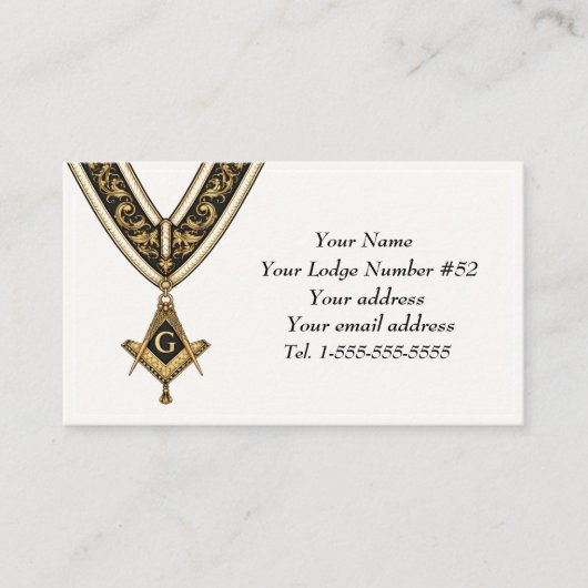 Freemason Freemasonry Symbol Masonic White Gold 名刺 (正面)