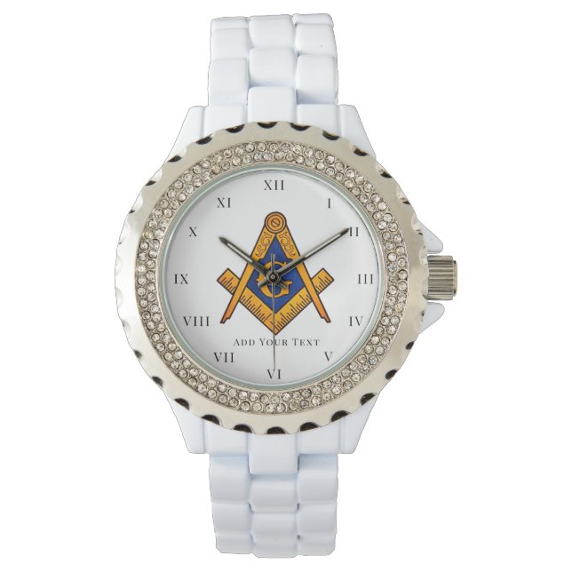 Freemason Ladies Night Square Compass Masonic Gift 腕時計 (正面)