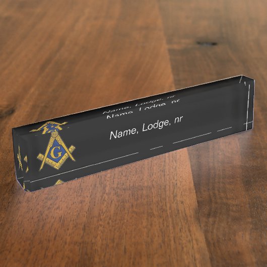 Freemason Masonic Black and gold デスクネームプレート (側面)