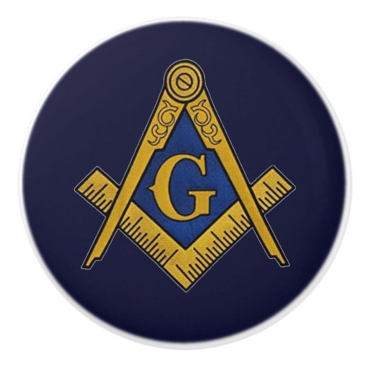 Freemason Masonic Navy Blue and gold セラミックノブ (正面)
