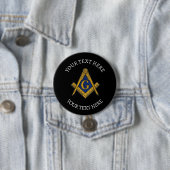 Freemason Masonry Masonic Black Square and Compass 缶バッジ (インサイチュ)