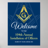 Freemason Navy Blue and Gold Masonic Welcome Party ポスター (正面)