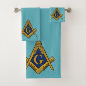 Freemason Square and Compass Masonic Blue バスタオルセット (インサイチュ)