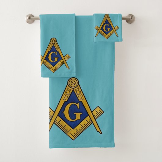 Freemason Square and Compass Masonic Blue バスタオルセット (インサイチュ)