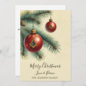 Freemason Vintage Christmas Tree Merry Masonic シーズンカード (正面/裏面)