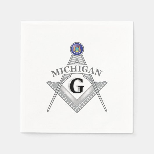 Freemasonry lodge of the state of Michigan スタンダードカクテルナプキン (正面)
