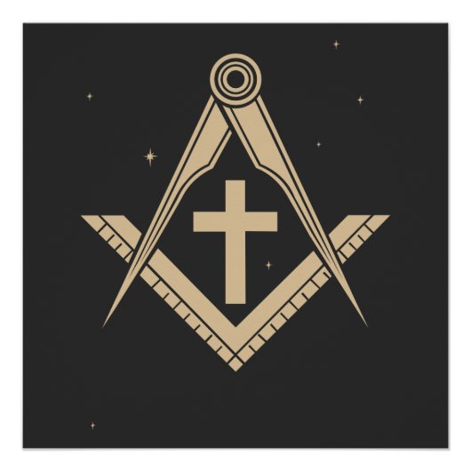 Freemasonry symbol  and cross in the universe  ポスター (正面)