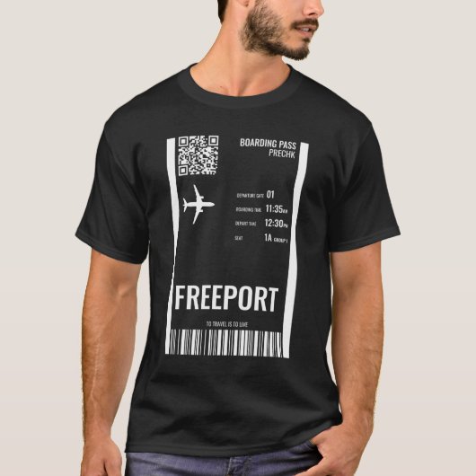 Freeport Bahamas Boarding Pass Airline Ticket Trav Tシャツ (正面)