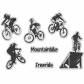 Freeride Mountain Bike Silhouette of Mountainbiker シール (正面)