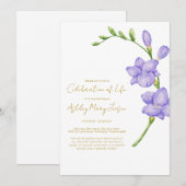 Freesia Celebration of Life Funeral 招待状 (正面/裏面)