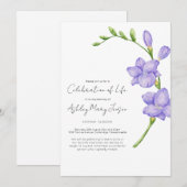 Freesia Celebration of Life Funeral 招待状 (正面/裏面)