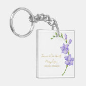 Freesia Memorial Funeral Photo Keychain キーホルダー (正面左)