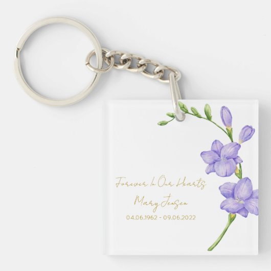 Freesia Memorial Funeral Photo Keychain キーホルダー (正面)