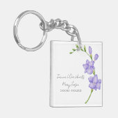 Freesia Memorial Funeral Photo Keychain キーホルダー (正面左)