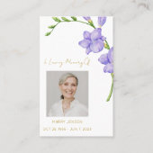 Freesia Memorial Photo Funeral Prayer Card 名刺 (正面)