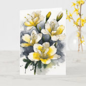 Freesia - Watercolor flowers カード (黄色い花)