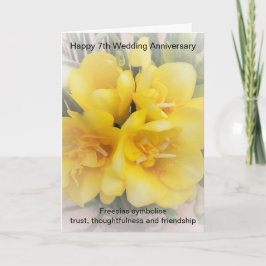 Freesias 7thパーソナライズされたの記念結婚カード カード