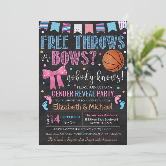 FreeThrowsまたはBowsGenderReveal招待状 招待状 (スタンド正面)