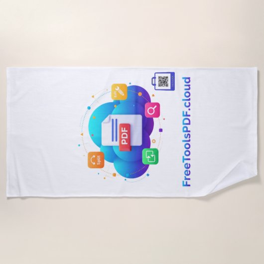 FreeToolsPDF – Tシャツでデジタルパワーを楽しもう! ビーチタオル (正面)