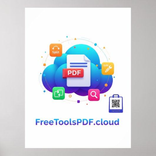 FreeToolsPDF – Tシャツでデジタルパワーを楽しもう! ポスター (正面)
