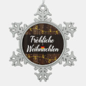 Frehliche Weihnachenドイツ・メリークリスマス スノーフレークピューターオーナメント (正面)