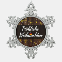 Frehliche Weihnachenドイツ・メリークリスマス スノーフレークピューターオーナメント