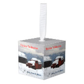 Frehliche Weihnachen – オールドレッドトラック キューブオーナメント (正面アングル)