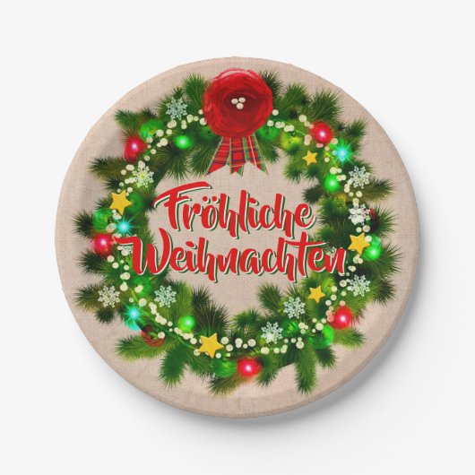 Frehliche Weihnachen Christmas 7" ペーパープレート (正面)