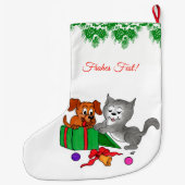 Frehliche Weihnachen, Hund und Katze auf Deutsch ラージクリスマスストッキング (裏面)