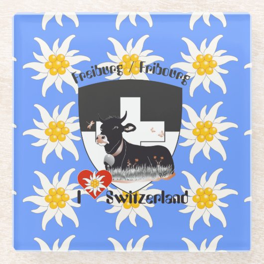Freiburg – Fribourg Untersetzer ガラスコースター (正面)